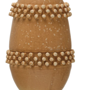 mustard color stoneware vase w/ raised dots